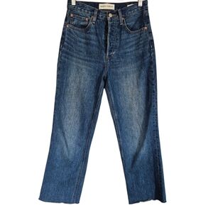 Denim Forum Aritzia The Joni High Rise Loose Crop Denim Jeans Button Fly 24